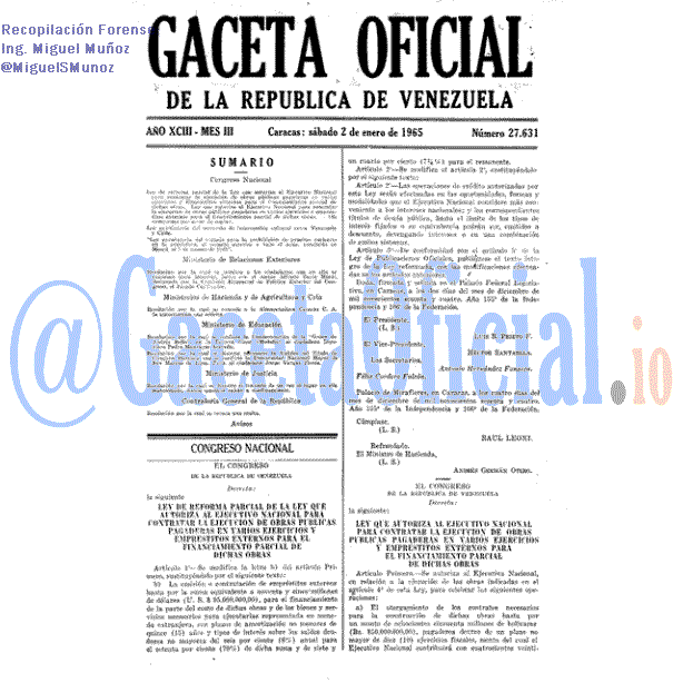 Gaceta Oficial 27631 del 2 Enero 1965