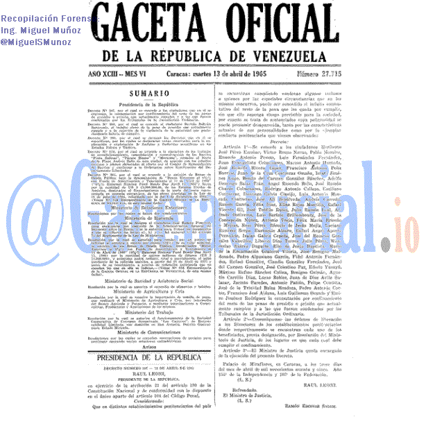 Gaceta Oficial 27715 del 13 Abril 1965