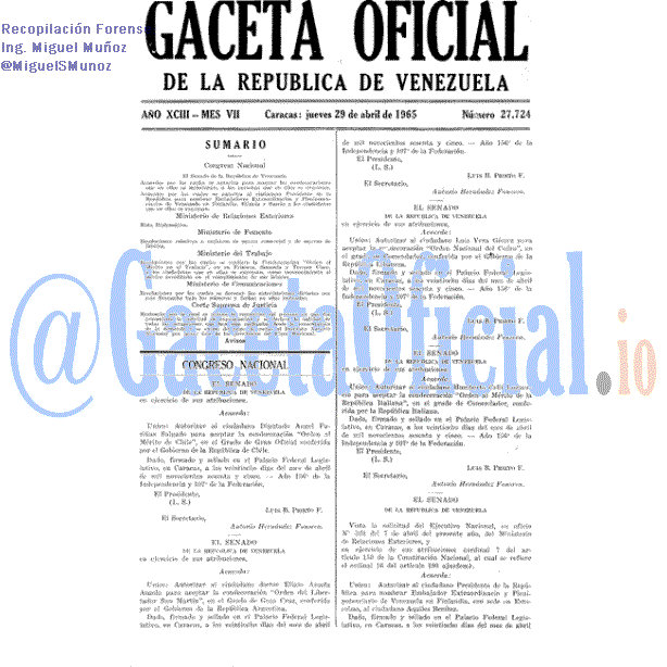 Gaceta Oficial 27724 del 29 Abril 1965