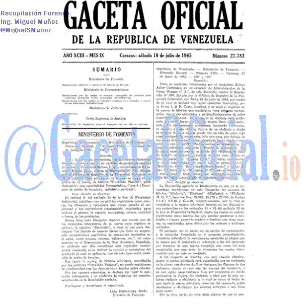 Gaceta Oficial 27783 del 10 Julio 1965