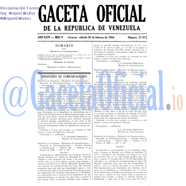 Gaceta Oficial 27972 del 26 Febrero 1966