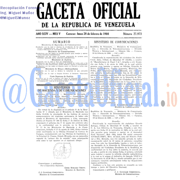 Gaceta Oficial 27973 del 28 Febrero 1966