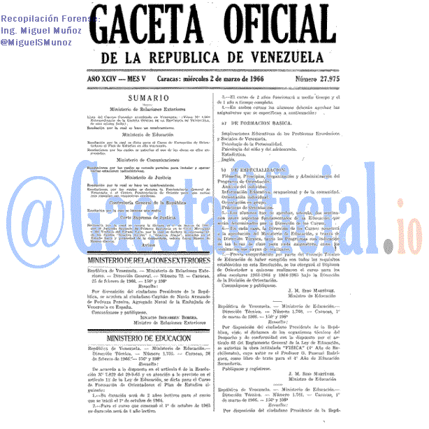 Gaceta Oficial 27975 del 2 Marzo 1966