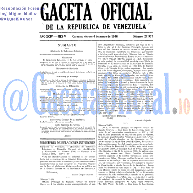 Gaceta Oficial 27977 del 4 Marzo 1966