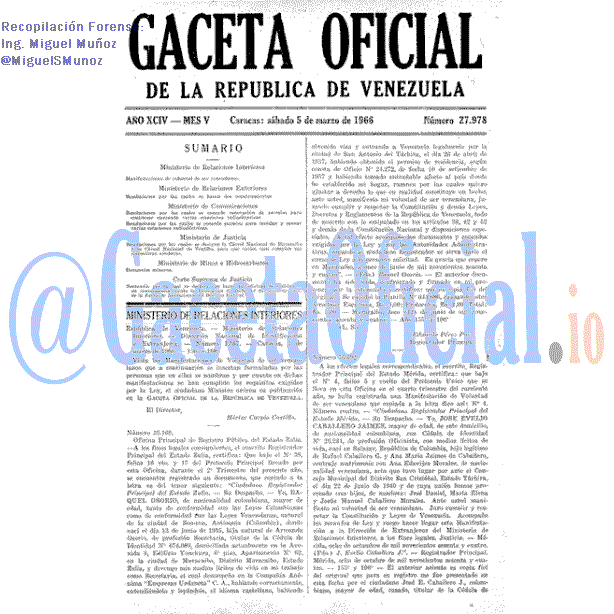 Gaceta Oficial 27978 del 5 Marzo 1966