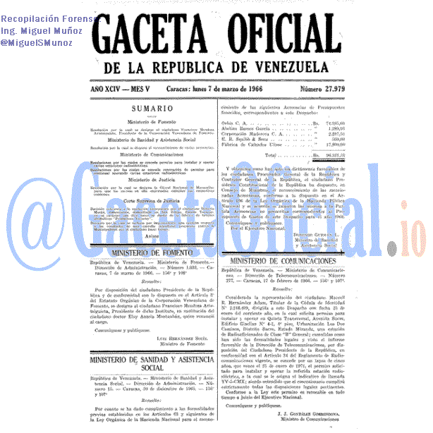 Gaceta Oficial 27979 del 7 Marzo 1966