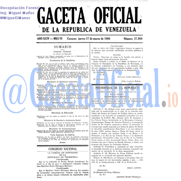 Gaceta Oficial 27988 del 17 Marzo 1966