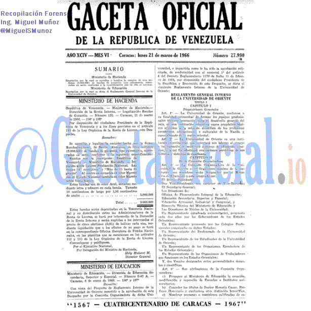 Gaceta Oficial 27990 del 21 Marzo 1966