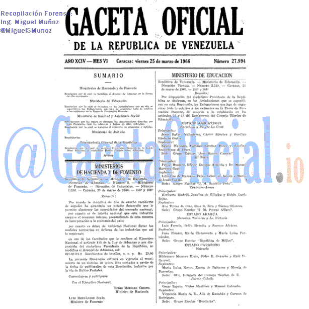 Gaceta Oficial 27994 del 25 Marzo 1966