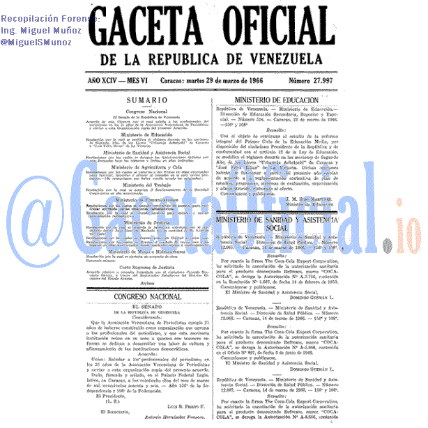 Gaceta Oficial 27997 del 29 Marzo 1966