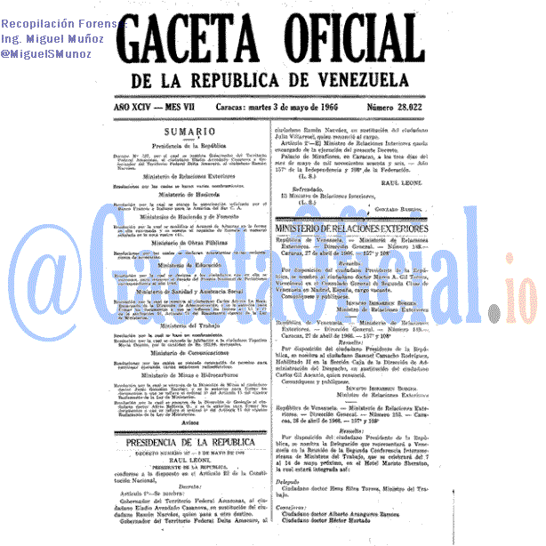Gaceta Oficial 28022 del 3 Mayo 1966