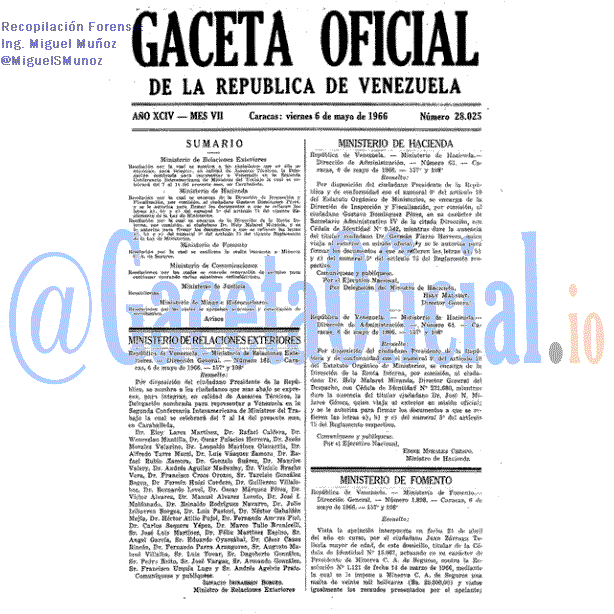 Gaceta Oficial 28025 del 6 Mayo 1966