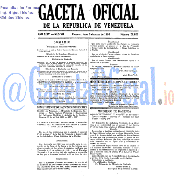 Gaceta Oficial 28027 del 9 Mayo 1966