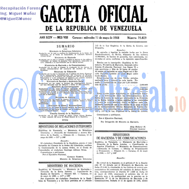 Gaceta Oficial 28029 del 11 Mayo 1966