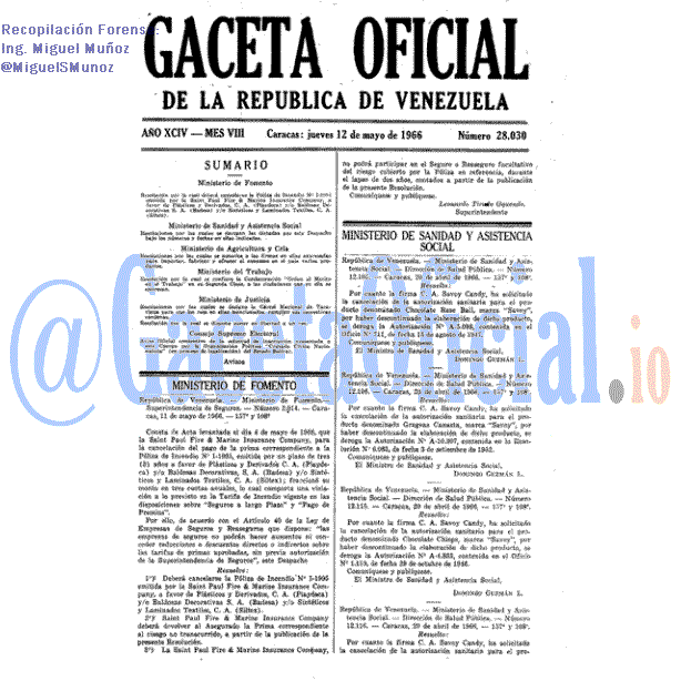 Gaceta Oficial 28030 del 12 Mayo 1966