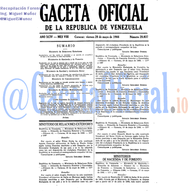 Gaceta Oficial 28037 del 20 Mayo 1966