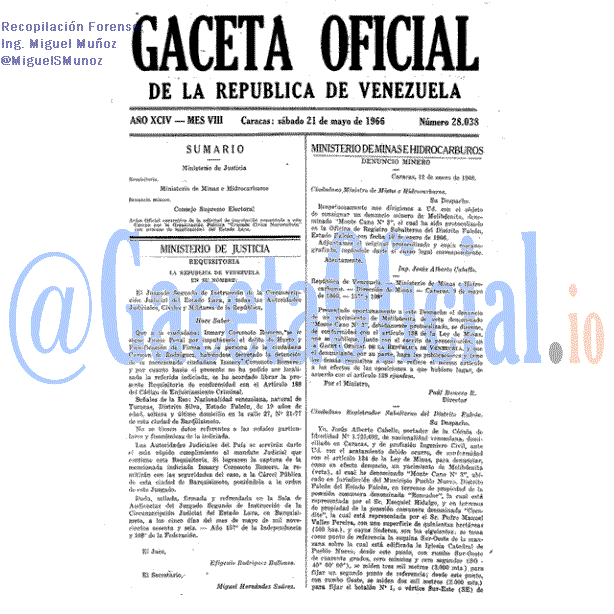 Gaceta Oficial 28038 del 21 Mayo 1966
