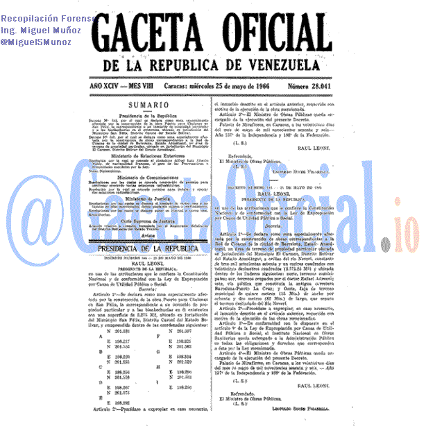Gaceta Oficial 28041 del 25 Mayo 1966