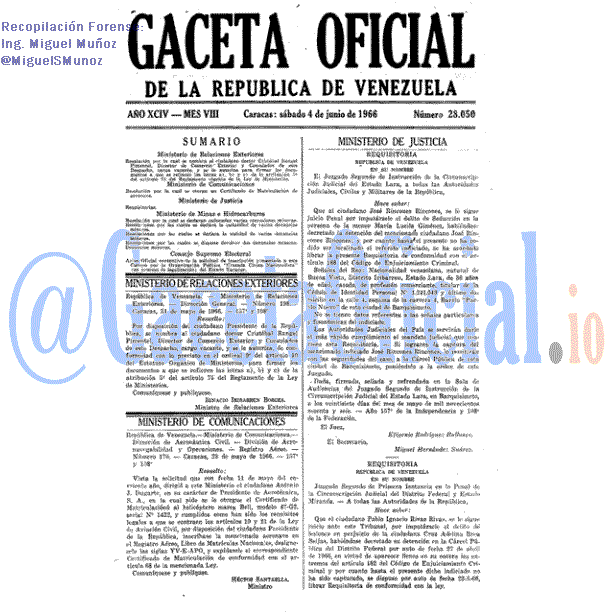 Gaceta Oficial 28050 del 4 Junio 1966