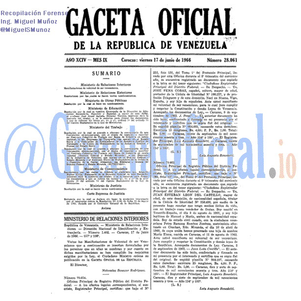 Gaceta Oficial 28061 del 17 Junio 1966
