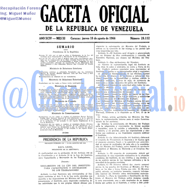 Gaceta Oficial 28112 del 18 Agosto 1966