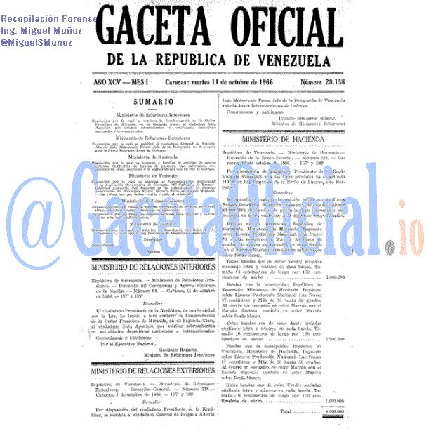 Gaceta Oficial 28158 del 11 Octubre 1966