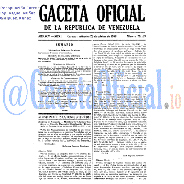 Gaceta Oficial 28169 del 26 Octubre 1966