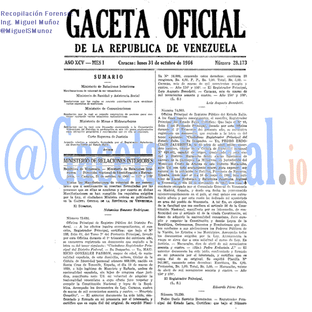 Gaceta Oficial 28173 del 31 Octubre 1966