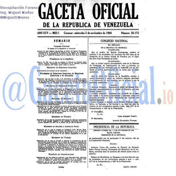 Gaceta Oficial 28175 del 2 Noviembre 1966
