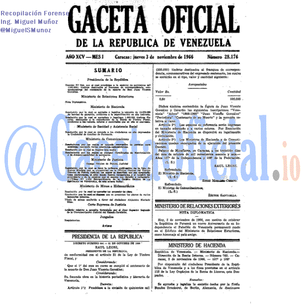 Gaceta Oficial 28176 del 3 Noviembre 1966