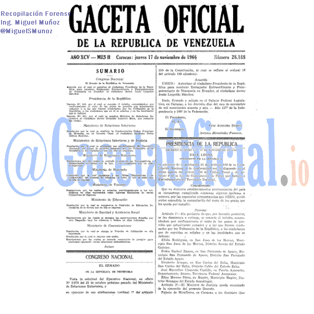 Gaceta Oficial 28188 del 17 Noviembre 1966