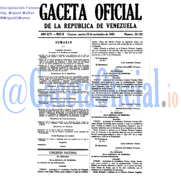 Gaceta Oficial 28192 del 22 Noviembre 1966
