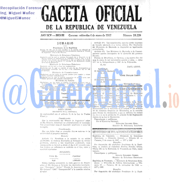 Gaceta Oficial 28226 del 4 Enero 1967