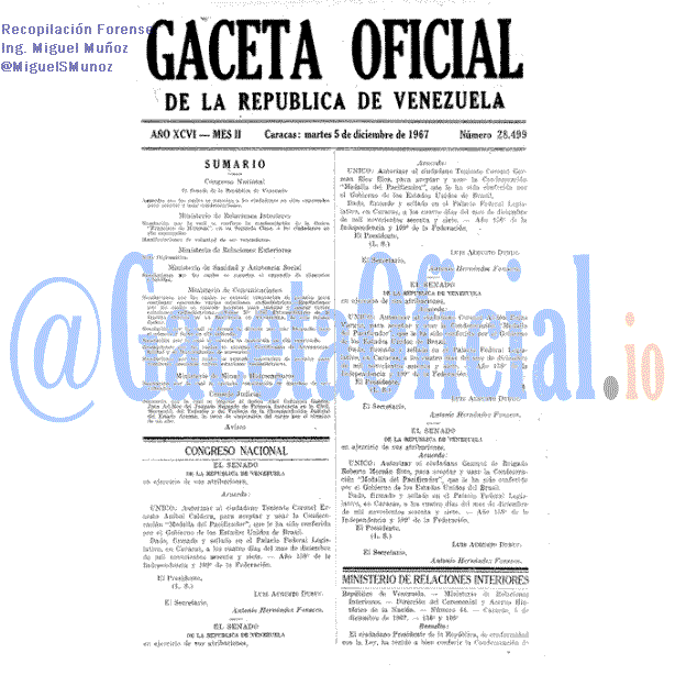 Gaceta Oficial 28499 del 5 Diciembre 1967