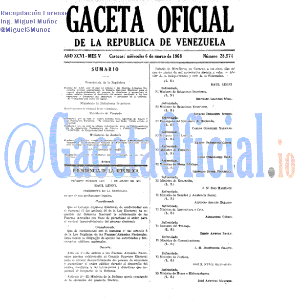 Gaceta Oficial 28574 del 6 Marzo 1968