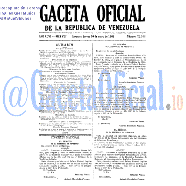 Gaceta Oficial 28628 del 16 Mayo 1968