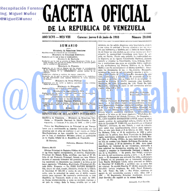 Gaceta Oficial 28646 del 6 Junio 1968