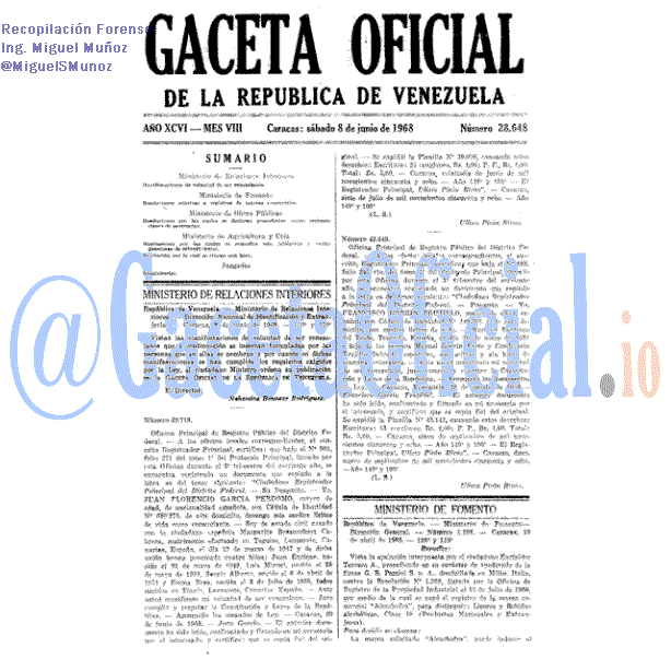 Gaceta Oficial 28648 del 8 Junio 1968
