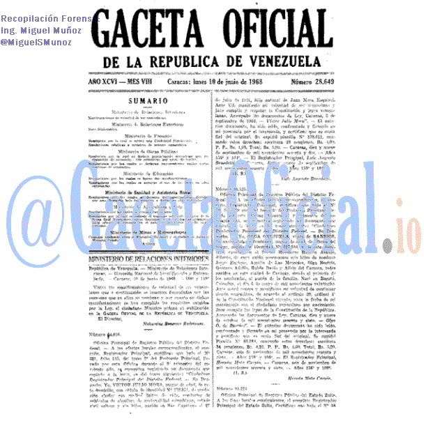 Gaceta Oficial 28649 del 10 Junio 1968