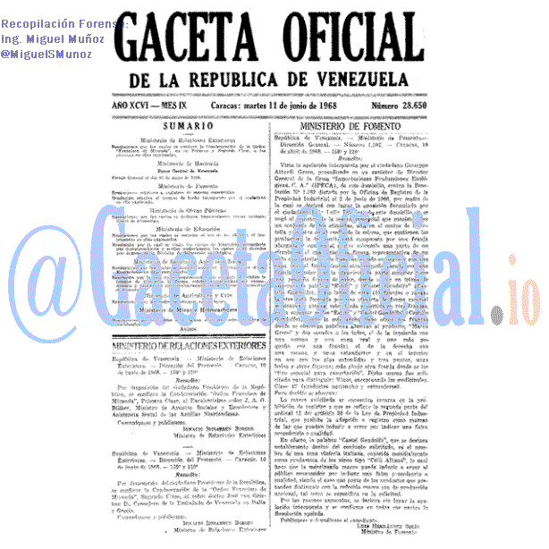 Gaceta Oficial 28650 del 11 Junio 1968