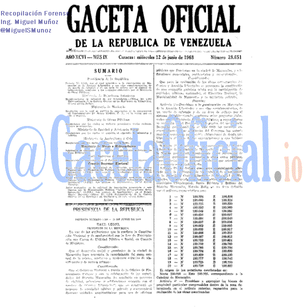Gaceta Oficial 28651 del 12 Junio 1968