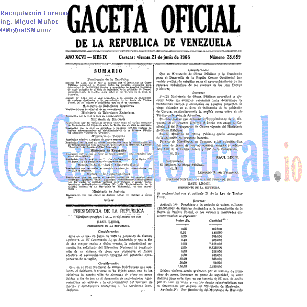 Gaceta Oficial 28659 del 21 Junio 1968