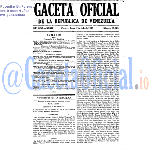 Gaceta Oficial 28666 del 1 Julio 1968