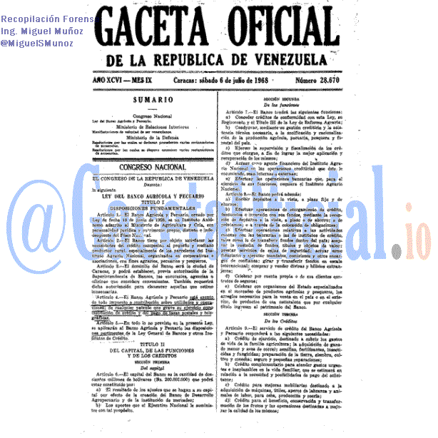 Gaceta Oficial 28670 del 6 Julio 1968