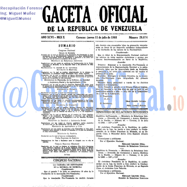 Gaceta Oficial 28674 del 11 Julio 1968