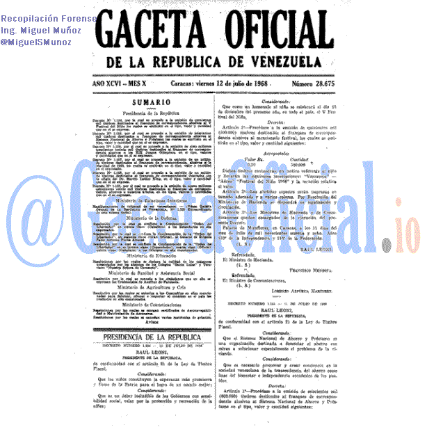 Gaceta Oficial 28675 del 12 Julio 1968