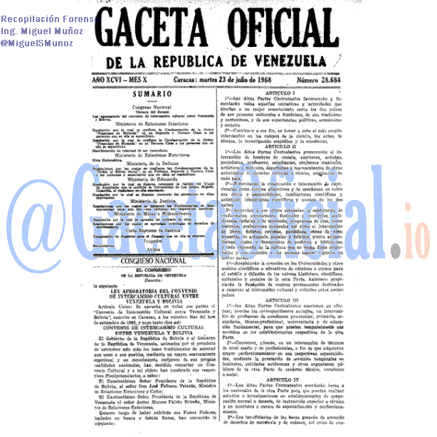Gaceta Oficial 28684 del 23 Julio 1968