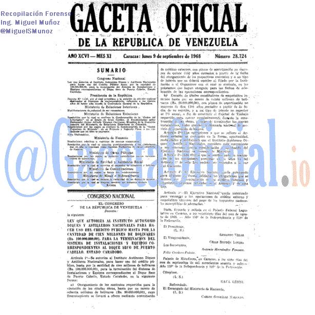 Gaceta Oficial 28724 del 9 Septiembre 1968