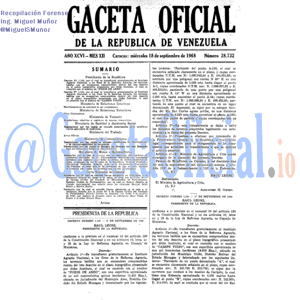 Gaceta Oficial 28732 del 18 Septiembre 1968