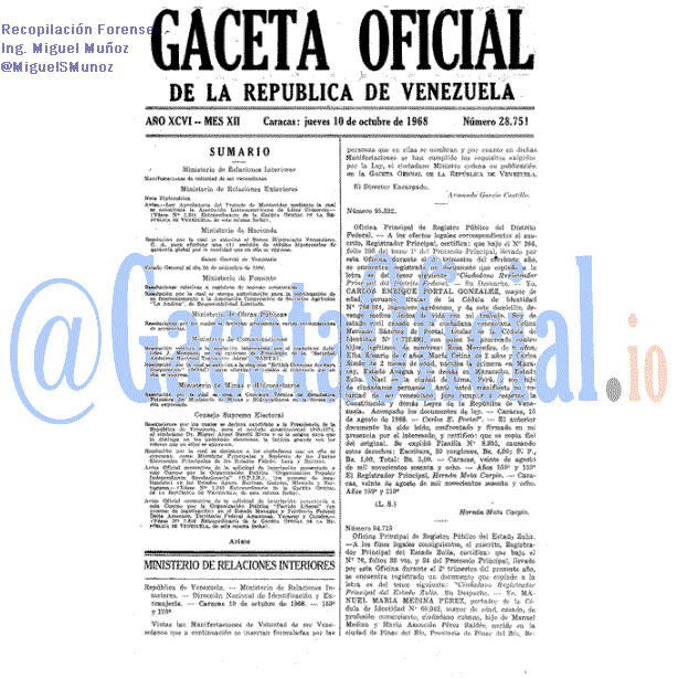 Gaceta Oficial 28751 del 10 Octubre 1968